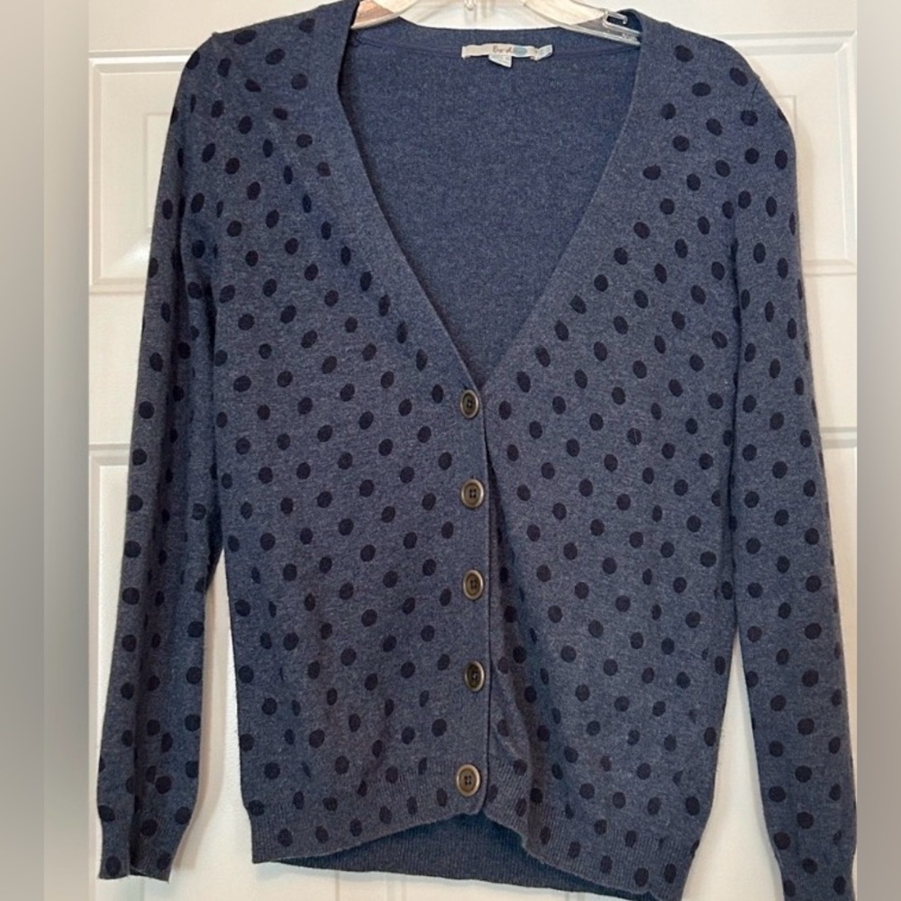 BODEN Wool Cashmere Angora Cotton Women’s Cardigan Sweater 6 Polka Dot Preppy